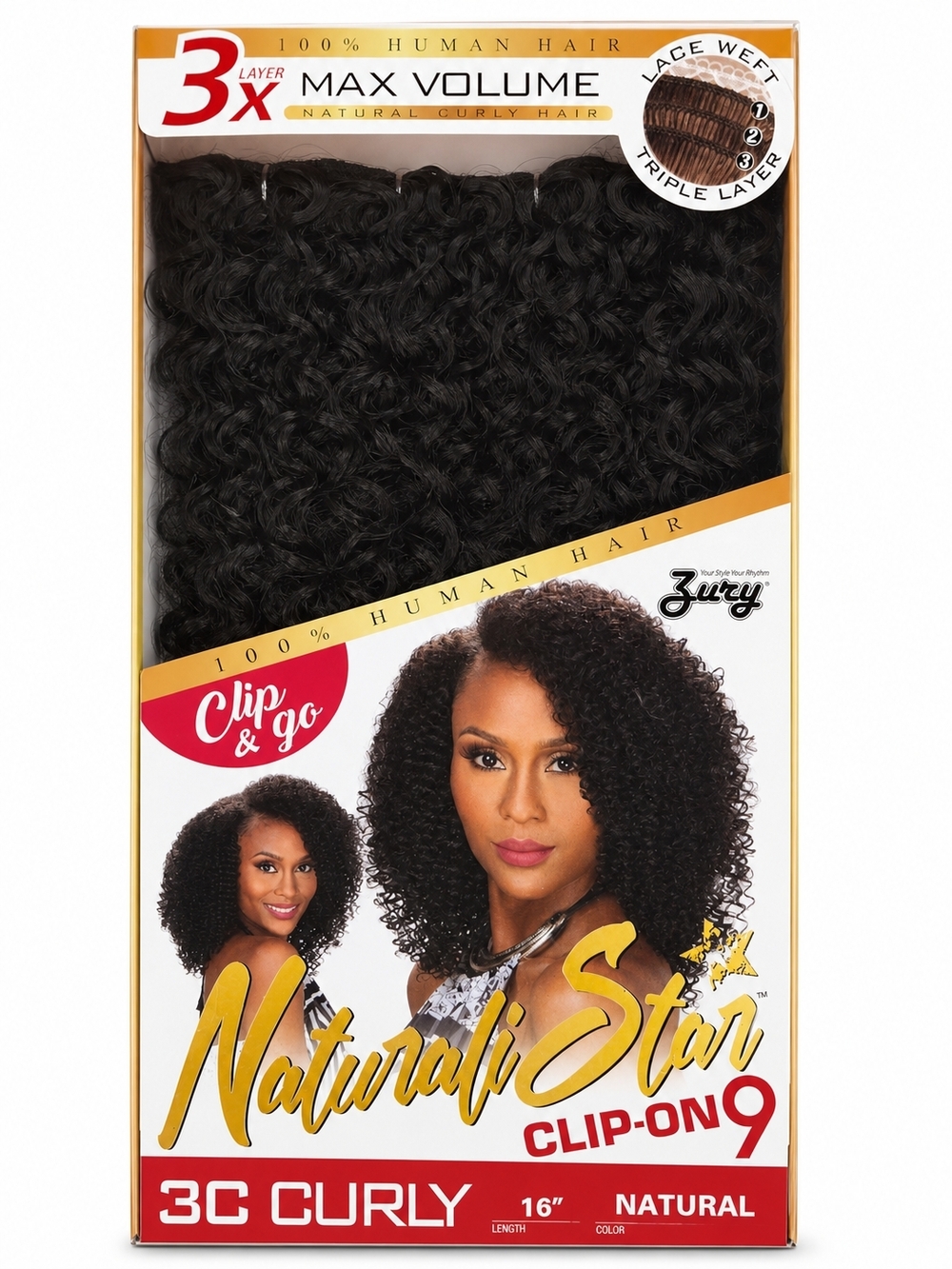 Zury Naturali Star Clip-On 9 - 3C Curly (Natural Color) Curly Clip-Ins